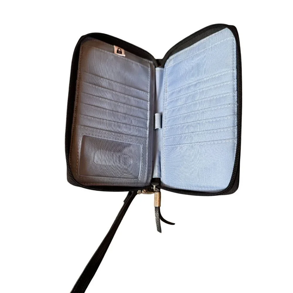 Baggallini Black Wristlet Wallet Zipper & Snap Closure RFID Organizer
